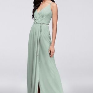 David’s Bridal Double Strap Georgette Wrap Dress
